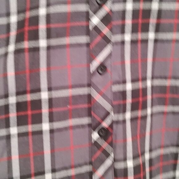 BC Woman dress shirt long tunic Small black gray red plaid pattern long … - Picture 8 of 9